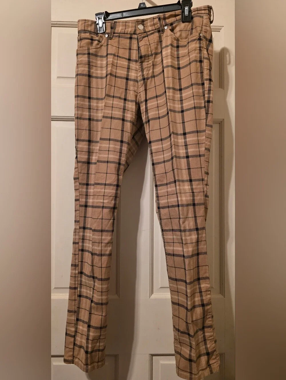 H&M Tan Plaid Chinos with Black Windowpane